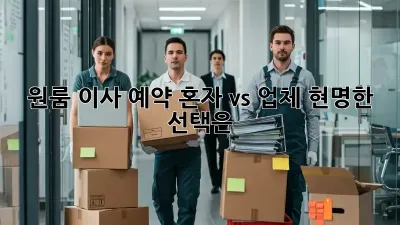 원룸 이사 예약: 혼자 vs 업체, 현명한 선택은?