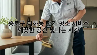 종로구 이화동 단기 청소 서비스: 깨끗한 공간, 빛나는 시간